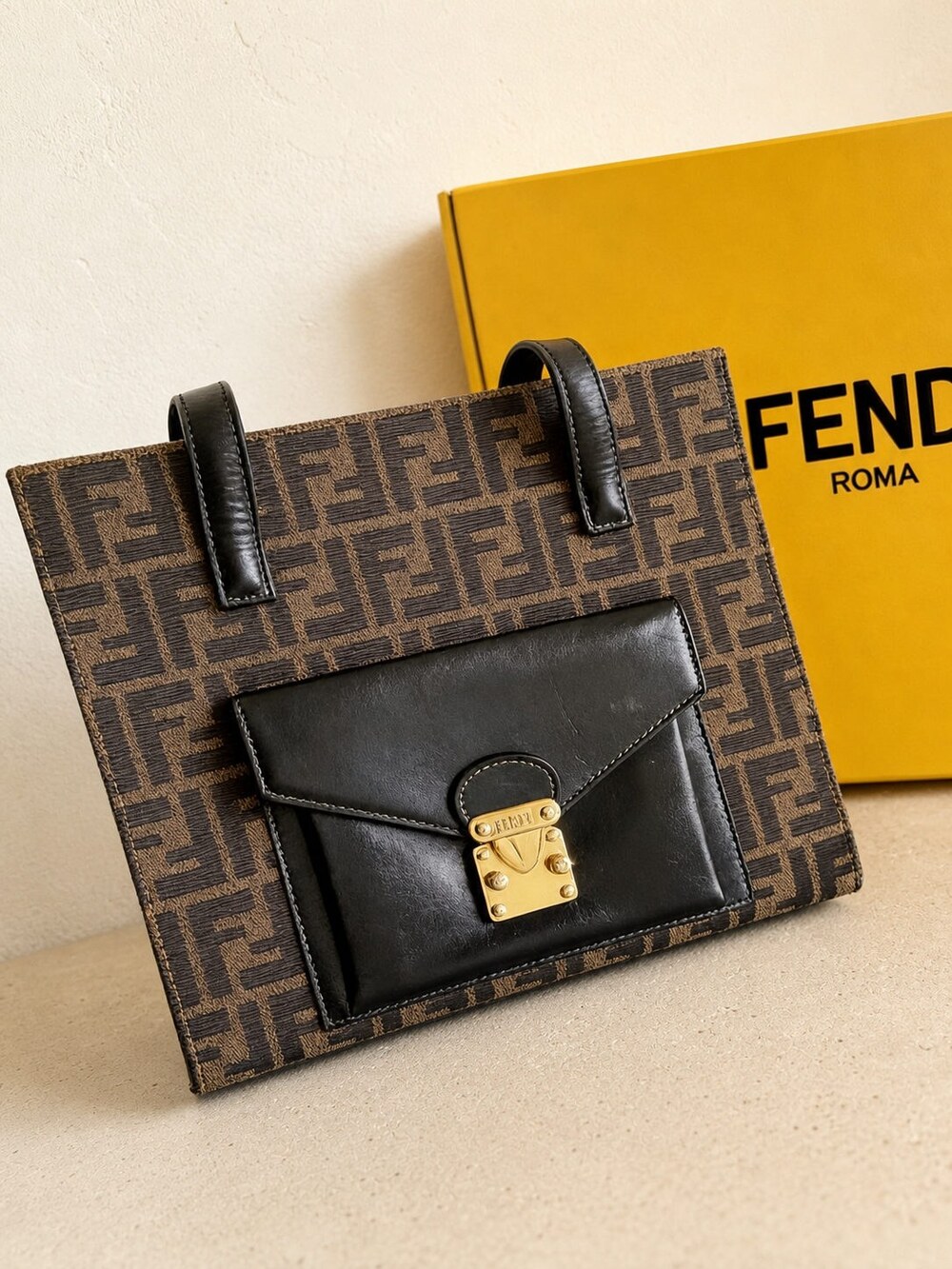 Fendi Vintage Zucca Canvas Flip Lock Tote Bag - Picture 6 of 6